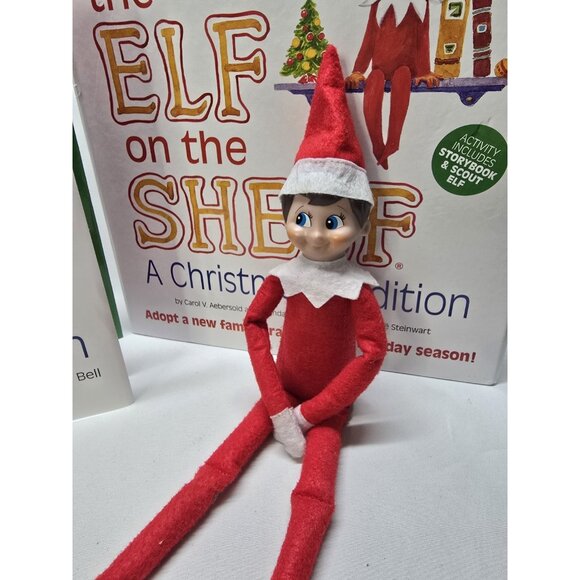 2014 ELF ON THE SHELF 12" BOY DOLL BROWN HAIR BLUE EYES WITH HAT - Picture 2 of 8